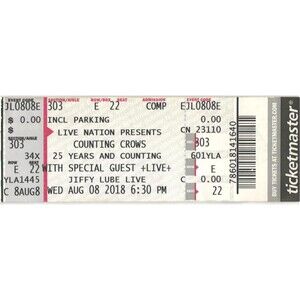 2018 Counting Crows Live Full Concert Ticket Stub Bristow VA